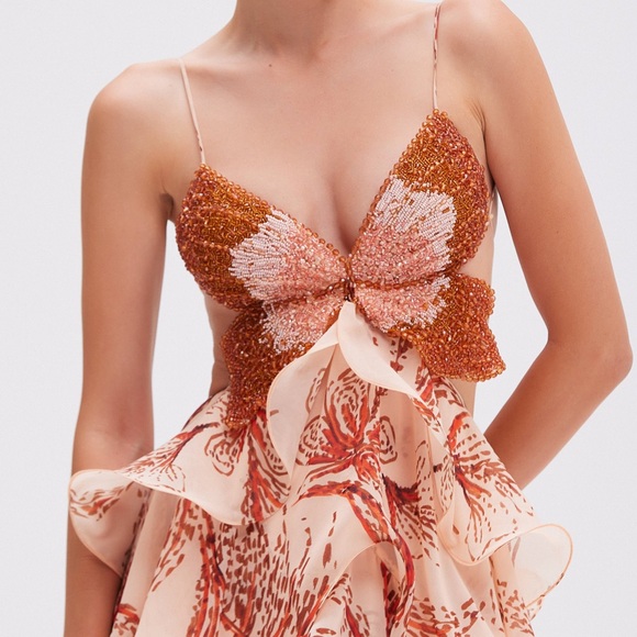 PatBO Sunset Butterfly Maxi Dress in beige - Picture 5 of 10